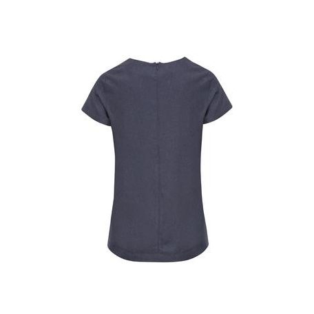 “VIOLA” LINEN-LOOK Vágott nyakú tunika-fekete melír