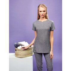 “VIOLA” LINEN-LOOK Vágott nyakú tunika-szürke melír